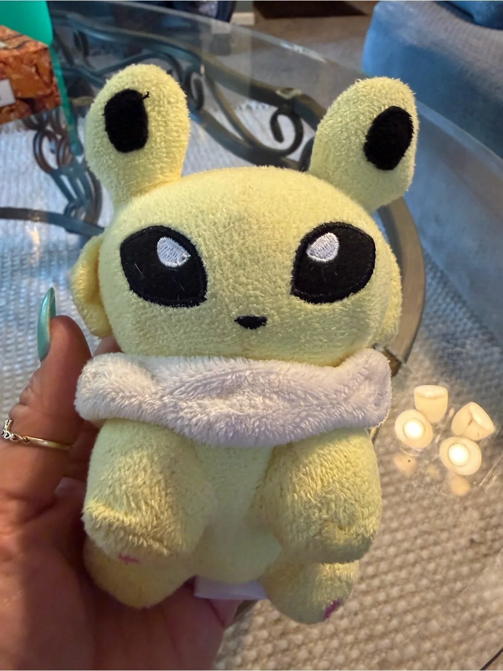 Pokemon Yellow Alien-Style Plush Pet Toy with Black Eye Accents 2010
